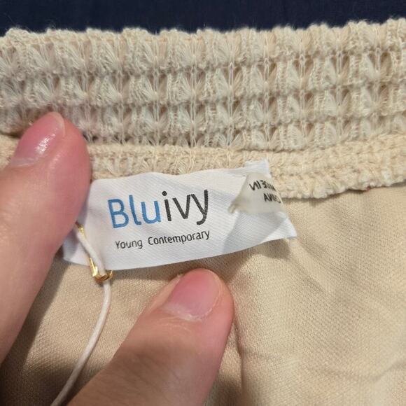 NWT Bluivy Waffle Knit Off-the-shoulder Romper with Drawstring Sleeve Size M - Picture 7 of 10